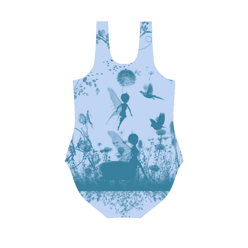 Beautiful fairy in blue colors Vest One Piece Swimsuit (Model S04)