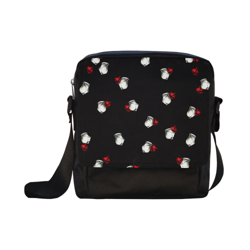 White and Red Roses Crossbody Nylon Bags (Model 1633)