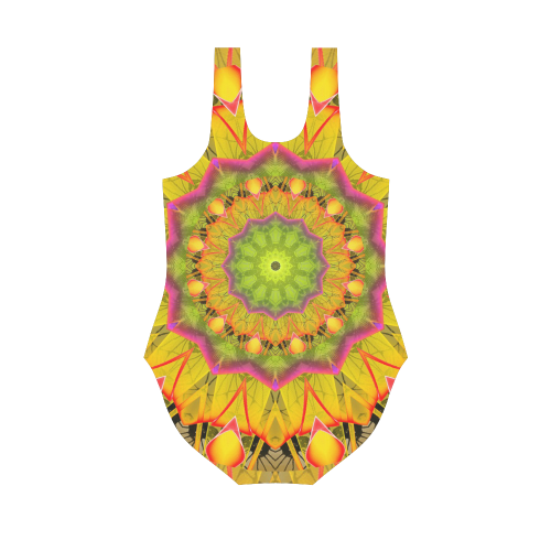 Beach Grass Golden Red Foliage Abstract Fall Days Vest One Piece Swimsuit (Model S04)