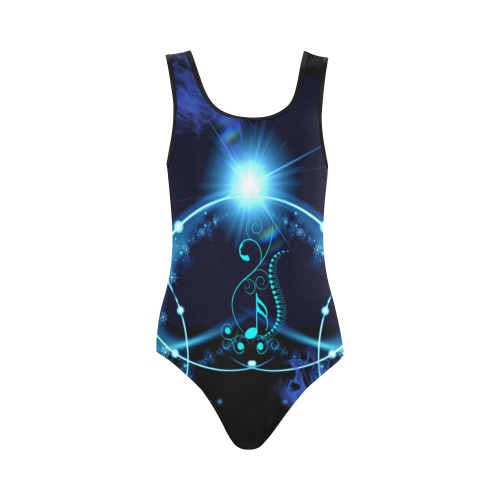 Key notes with glowing light Vest One Piece Swimsuit (Model S04)