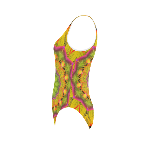 Beach Grass Golden Red Foliage Abstract Fall Days Vest One Piece Swimsuit (Model S04)