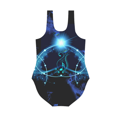 Key notes with glowing light Vest One Piece Swimsuit (Model S04)