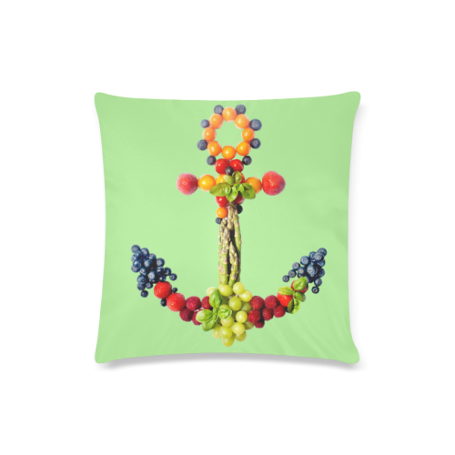 Anchor Vegan Green Fruits Vegetables Custom Zippered Pillow Case 16"x16"(Twin Sides)