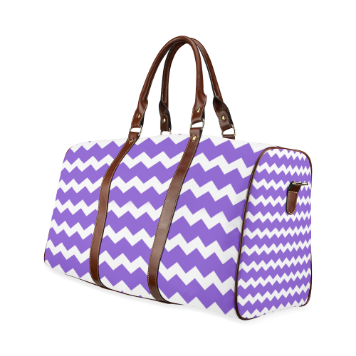Modern Trendy Pastel Grey Lilac Zig Zag Pattern Chevron Waterproof Travel Bag/Large (Model 1639)
