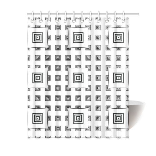 Solid Squares Frame Mosaic Black & White Shower Curtain 60"x72"