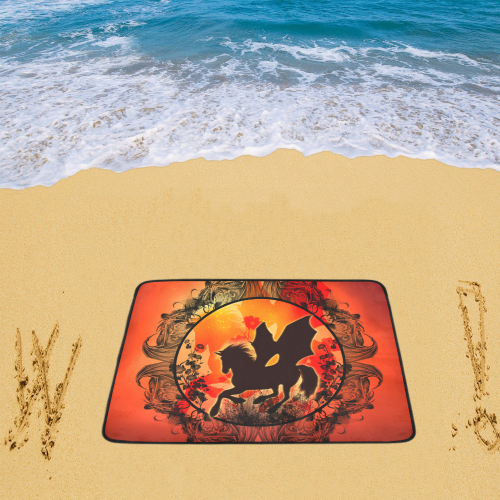 Wonderful black unicorn silhouette Beach Mat 78"x 60"