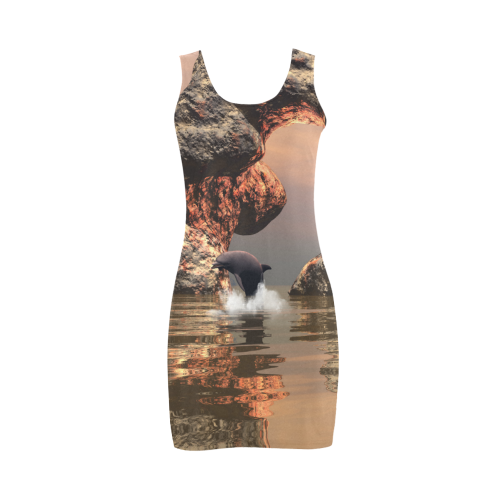 Dolphin in the sunset Medea Vest Dress (Model D06)