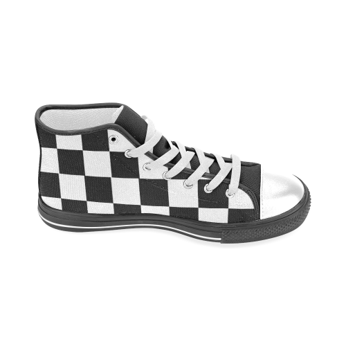 Chequered Chess Men’s Classic High Top Canvas Shoes (Model 017)