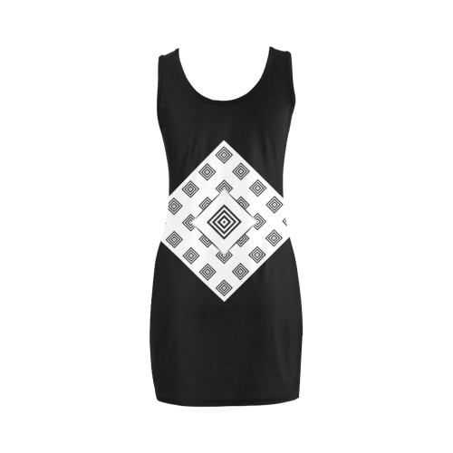Solid Squares Frame Mosaic Black & White Medea Vest Dress (Model D06)