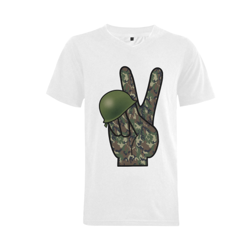 Forest Camouflage Peace Sign Men's V-Neck T-shirt (USA Size) (Model T10)