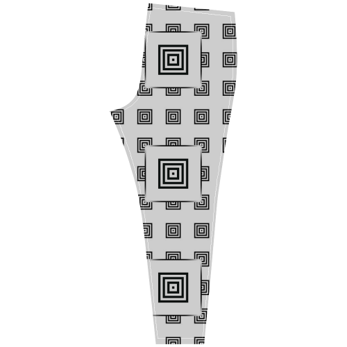 Solid Squares Frame Mosaic Black & White Cassandra Women's Leggings (Model L01)