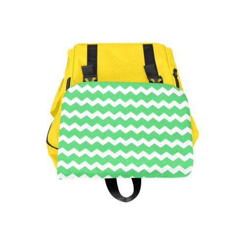 Modern Trendy Pastell Grey Green Yellow Zig Zag Pattern Chevron Casual Shoulders Backpack (Model 1623)