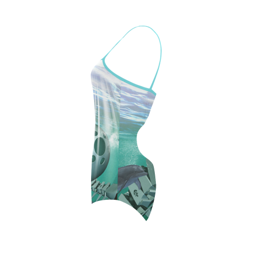 Dolphin with mechanical fish Strap Swimsuit ( Model S05)