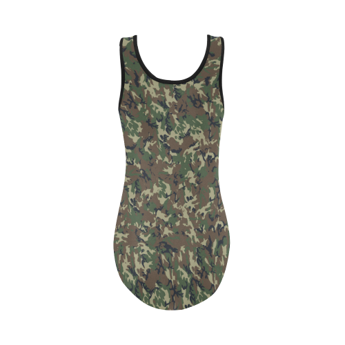 Forest Camouflage Pattern Vest One Piece Swimsuit (Model S04)