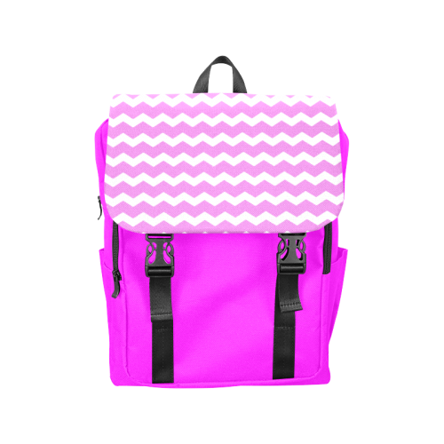 Modern Trendy Pastel Grey Pink Zig Zag Pattern Chevron Casual Shoulders Backpack (Model 1623)