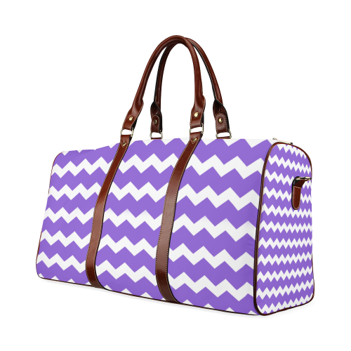 Modern Trendy Pastel Grey Lilac Zig Zag Pattern Chevron Waterproof Travel Bag/Large (Model 1639)