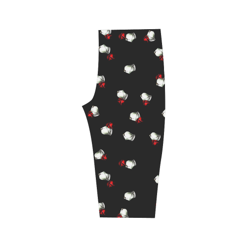 White and Red Roses Hestia Cropped Leggings (Model L03)