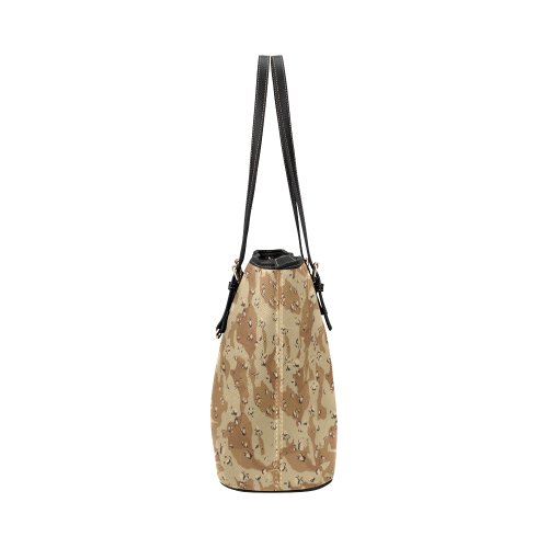 Desert Camouflage Pattern Leather Tote Bag/Large (Model 1651)