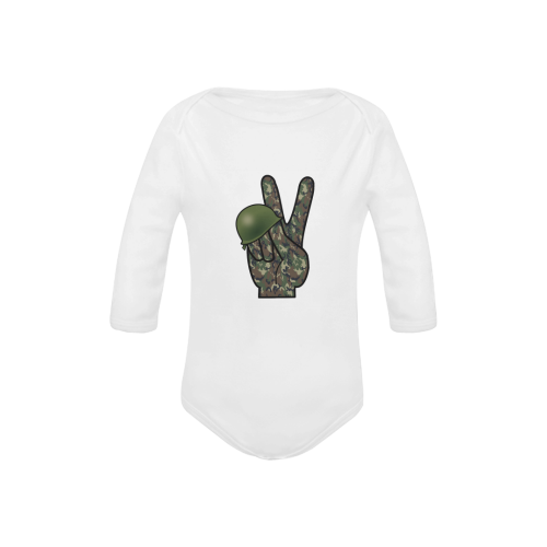 Forest Camouflage Peace Sign Baby Powder Organic Long Sleeve One Piece (Model T27)