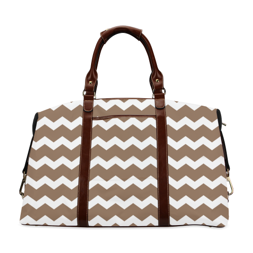 Modern Trendy Pastel Grey Brown Zig Zag Pattern Chevron Classic Travel Bag (Model 1643)