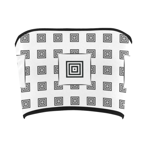 Solid Squares Frame Mosaic Black & White Bandeau Top