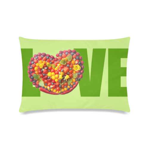 Vegan Love Fruits Vegetables Think Green Custom Zippered Pillow Case 16"x24"(Twin Sides)