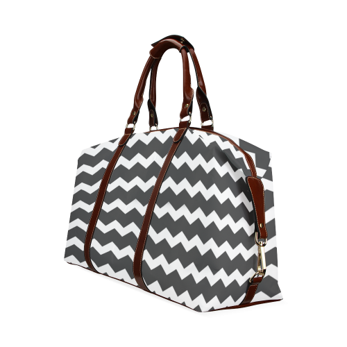 Modern Trendy Pastel Grey Black Zig Zag Pattern Chevron Classic Travel Bag (Model 1643)
