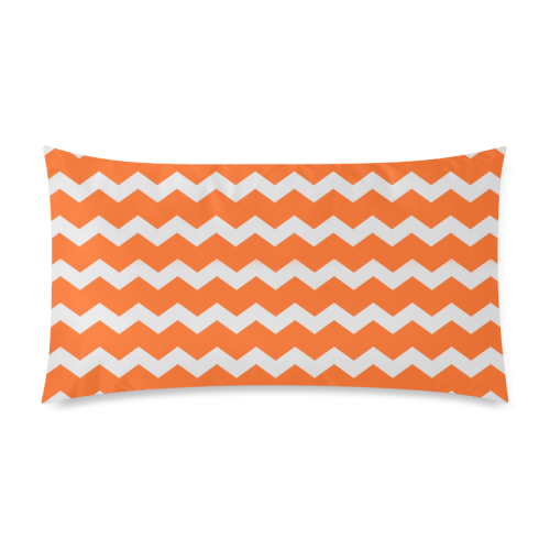 Modern Trendy Pastell Grey Orange Zig Zag Pattern Chevron Rectangle Pillow Case 20"x36"(Twin Sides)