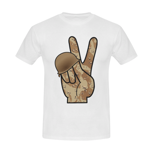 Desert Camouflage Peace Sign Men's Slim Fit T-shirt (Model T13)