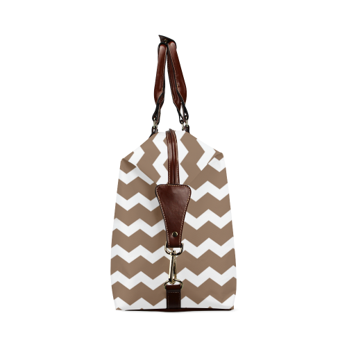 Modern Trendy Pastel Grey Brown Zig Zag Pattern Chevron Classic Travel Bag (Model 1643)