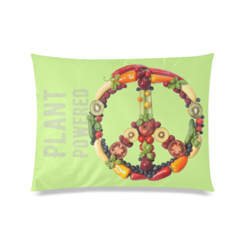 Peace Vegan Plant Powered Fruits Vegetables Symbol Custom Zippered Pillow Case 20"x26"(Twin Sides)