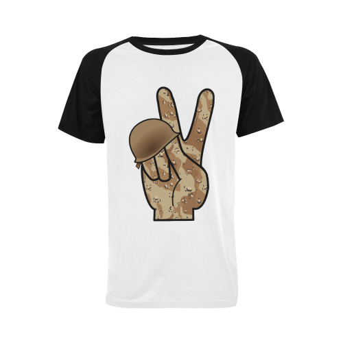 Desert Camouflage Peace Sign Men's Raglan T-shirt (USA Size) (Model T11)