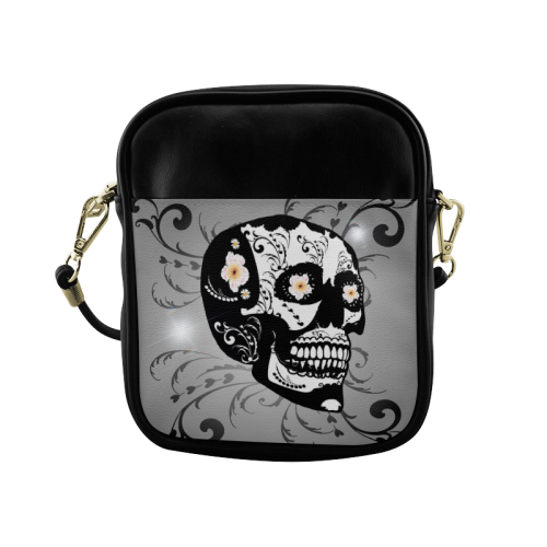 Wonderful sugar skull in black and white Sling Bag (Model 1627)