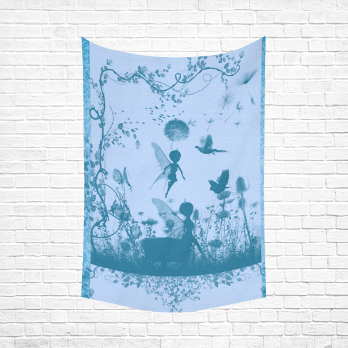 Beautiful fairy in blue colors Cotton Linen Wall Tapestry 60"x 90"