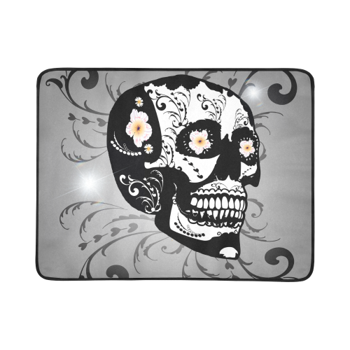 Wonderful sugar skull in black and white Beach Mat 78"x 60"