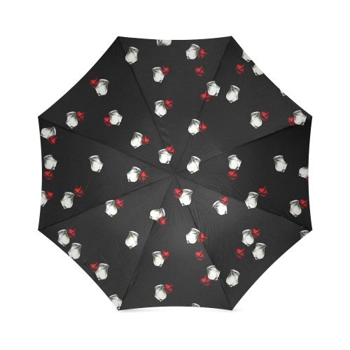 White and Red Roses Foldable Umbrella (Model U01)