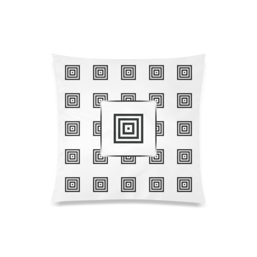 Solid Squares Frame Mosaic Black & White Custom Zippered Pillow Case 20"x20"(One Side)