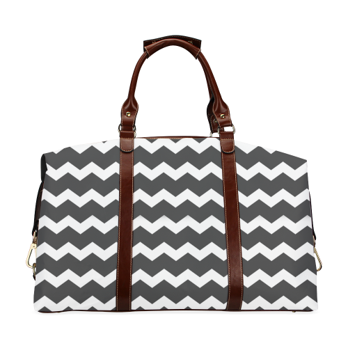 Modern Trendy Pastel Grey Black Zig Zag Pattern Chevron Classic Travel Bag (Model 1643)