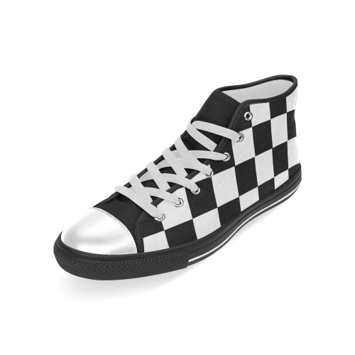 Chequered Chess Men’s Classic High Top Canvas Shoes (Model 017)