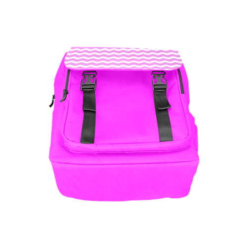Modern Trendy Pastel Grey Pink Zig Zag Pattern Chevron Casual Shoulders Backpack (Model 1623)