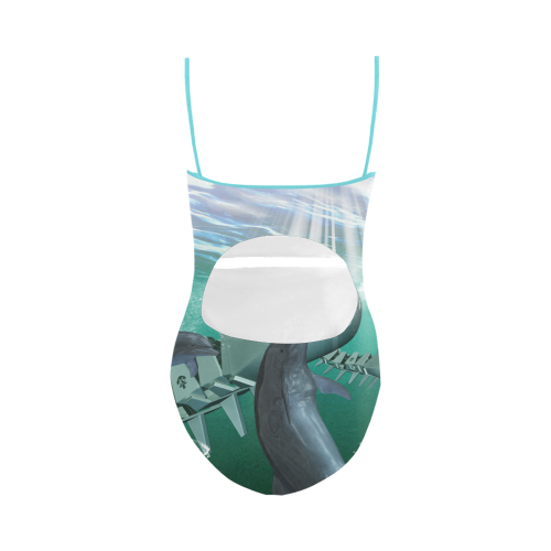 Dolphin with mechanical fish Strap Swimsuit ( Model S05)