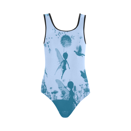 Beautiful fairy in blue colors Vest One Piece Swimsuit (Model S04)