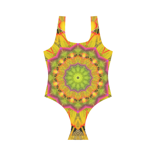 Beach Grass Golden Red Foliage Abstract Fall Days Vest One Piece Swimsuit (Model S04)