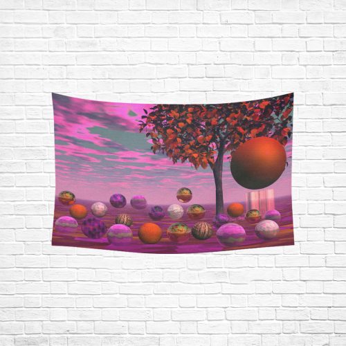 Bittersweet Opinion, Abstract Raspberry Maple Tree Cotton Linen Wall Tapestry 60"x 40"