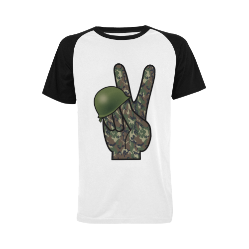 Forest Camouflage Peace Sign Men's Raglan T-shirt (USA Size) (Model T11)