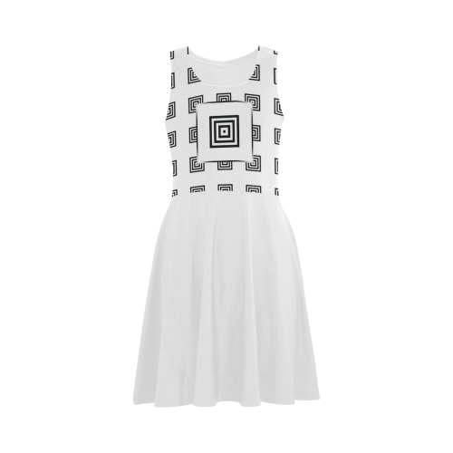 Solid Squares Frame Mosaic Black & White Atalanta Sundress (Model D04)