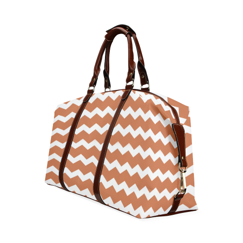 Modern Trendy Pastell Grey Ocker Zig Zag Pattern Chevron Classic Travel Bag (Model 1643)