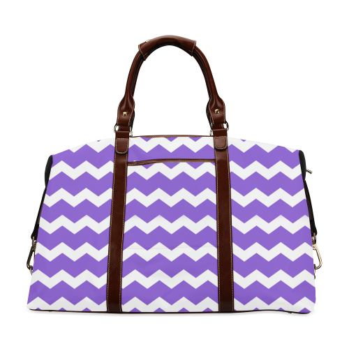 Modern Trendy Pastell Grey Lilac Zig Zag Pattern Chevron Classic Travel Bag (Model 1643)