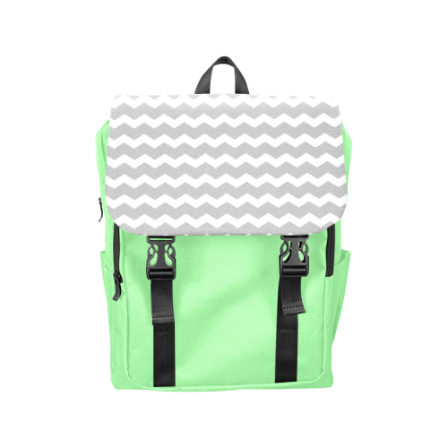 Modern Trendy Pastell Grey Green Zig Zag Pattern Chevron Casual Shoulders Backpack (Model 1623)