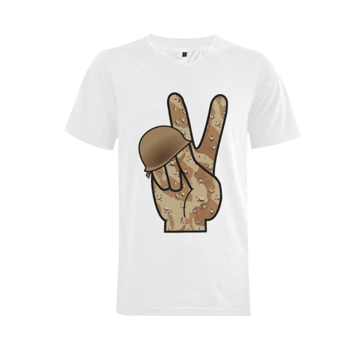 Desert Camouflage Peace Sign Men's V-Neck T-shirt (USA Size) (Model T10)